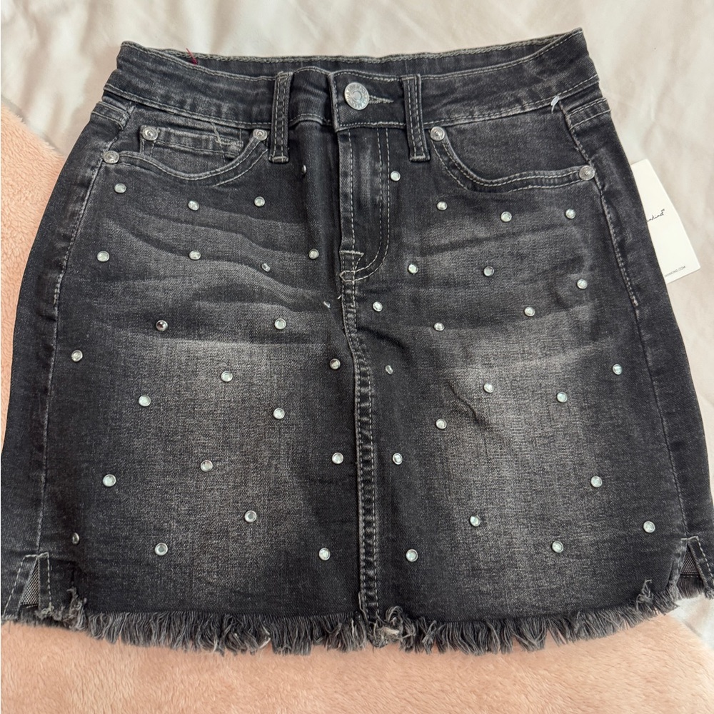 Gray Mini Embellished Skirt for Casual Night Out